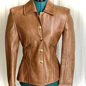Escada Leather jacket -gold dangles